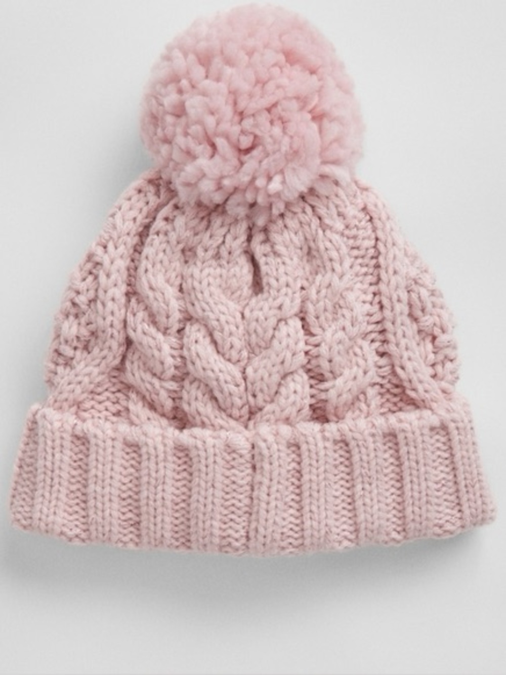 GAP Little Kids Pink Cable-Knit Pom Beanie Hat